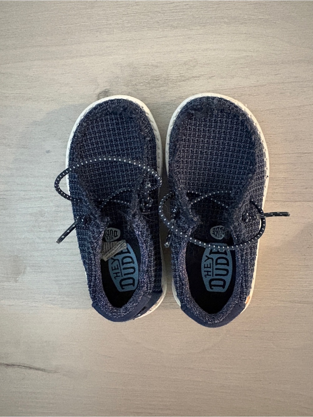Hey Dude Kids Navy Knit Slip-On Sneakers with Elastic Laces